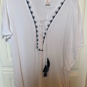 White Tunic with Black Embroidery